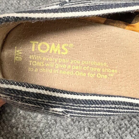 TOMS Peep Toe Navy Nautical Striped‎ Wedges with Box Size 6 - Picture 8 of 16